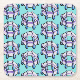 Porta-copo De Papel Quadrado Benzeno Molecule Padrão Química Orgânica Arte