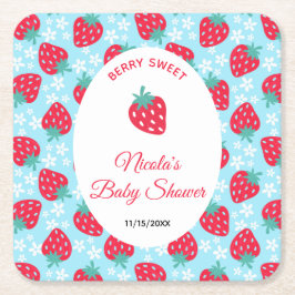 Porta-copo De Papel Quadrado Berry Sweet Blue Strawberry Baby Shower