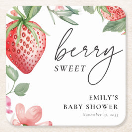 Porta-copo De Papel Quadrado Berry Sweet Floral Chá de fraldas