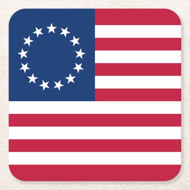 Porta-copo De Papel Quadrado Betsy Ross American Flag (Frente)