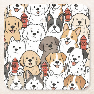 Porta-copo De Papel Quadrado Bibelinho de Papel de Cachorrinho e Hidrante