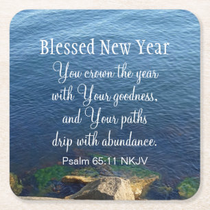 Porta-copo De Papel Quadrado Bíblia Cristã de Ano Novo, abençoada pelo Oceano A