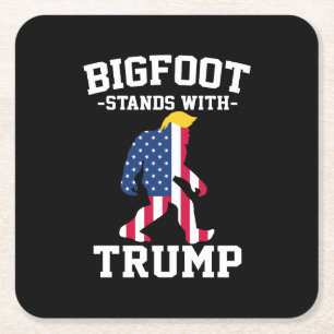 Porta-copo De Papel Quadrado Bigfoot Apoia Trump Eleições 2024