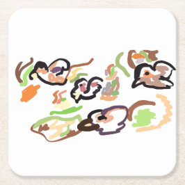 Porta-copo De Papel Quadrado Birds and autumn