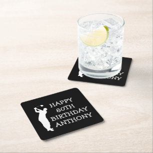 Porta-copo De Papel Quadrado Birthday Golfer Engraçado 80 feliz Pai Par