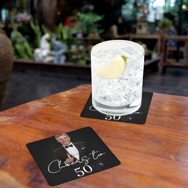 Porta-copo De Papel Quadrado Birthday party photo cheers (Criador carregado)