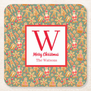 Porta-copo De Papel Quadrado Biscoitos de Natal Bebida de Natal