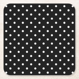 Porta-copo De Papel Quadrado Black and white Polka Dots