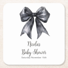 Porta-copo De Papel Quadrado Black Coquette Bow Baby Shower