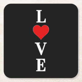 Porta-copo De Papel Quadrado Black LOVE Modern Tredny Black and White