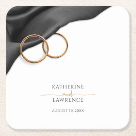 Porta-copo De Papel Quadrado Black Velvet Wedding Coaster