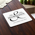 Porta-copo De Papel Quadrado Black White Sr. Monograma Wedding<br><div class="desc">Elevem sua decoração de casamento com esta Porta copos do Sr. & Sra. Monograma Black and White Wedding Square Paper. Apresentando um design elegante e minimalista com um monograma ousado, este esquema clássico de cores preto e branco se adapta a qualquer celebração moderna ou tradicional. Perfeito para hora de coquetel,...</div>