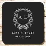 Porta-copo De Papel Quadrado BlackCrest de Casamento de Monograma Moderno<br><div class="desc">Adicione um toque elegante à sua comemoração com a Porta copos de papel quadrado do Monograma Moderno. Apresentando um sofisticado design de crista monograma, essas portas copos são perfeitas para casamentos, festas de noivado ou chás de panela. A forma quadrada de na moda e as superfícies absorventes de papel de...</div>