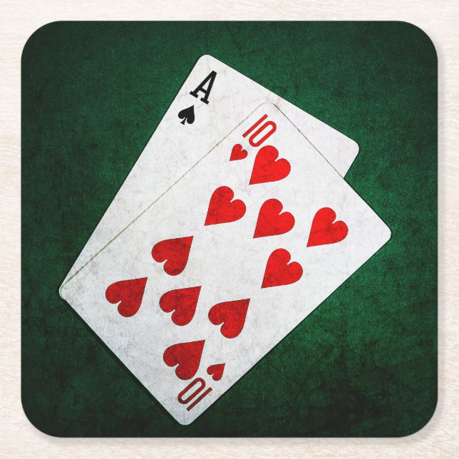 Porta-copo De Papel Quadrado Blackjack 21 ponto - Ace, Dez (Frente)