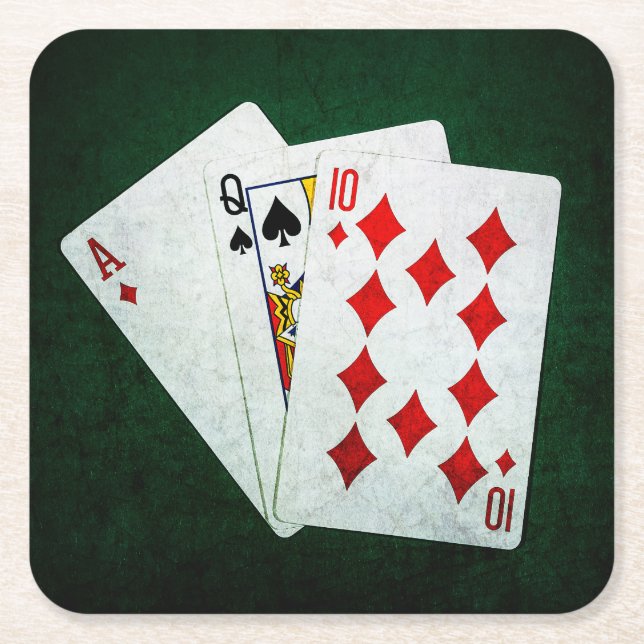 Porta-copo De Papel Quadrado Blackjack 21 ponto - Ace, Queen, Dez (Frente)