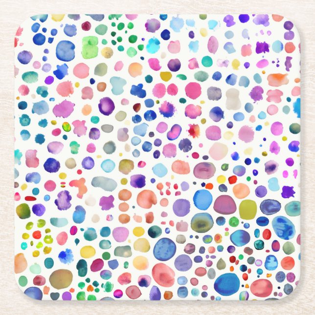 Porta-copo De Papel Quadrado Blobs de Aquarela (Frente)