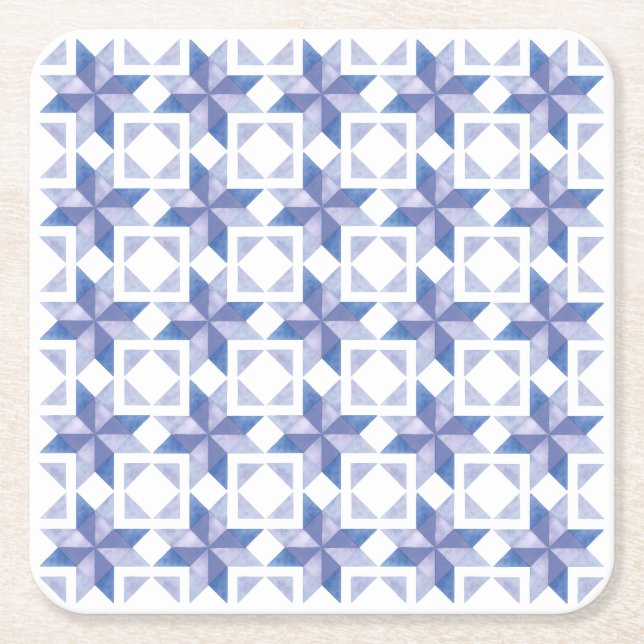 Porta-copo De Papel Quadrado Bloco de Colcha Azul (Frente)