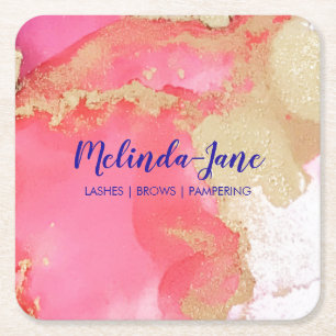 Porta-copo De Papel Quadrado Bloco de Cores Douradas Púrpura, Cor de Água, de