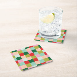 Porta-copo De Papel Quadrado Bloco de cores feliz e brilhante