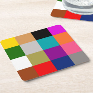Porta-copo De Papel Quadrado Blocos de Cores Negritas Multicoloridos Design