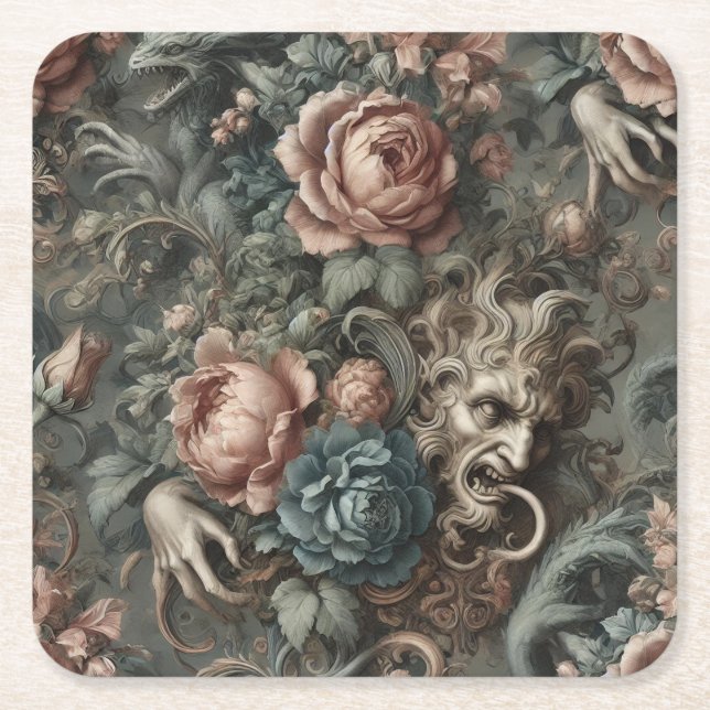 Porta-copo De Papel Quadrado Blood Shadows Ritual – Gothic Victorian (Frente)