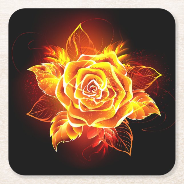 Porta-copo De Papel Quadrado Blooming Fire Rosa (Frente)