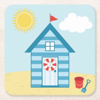 Porta-copo De Papel Quadrado Blue Beach Hut