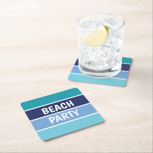 Porta-copo De Papel Quadrado Blue Beach Party