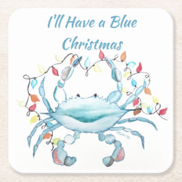 Porta-copo De Papel Quadrado Blue Christmas Coasters