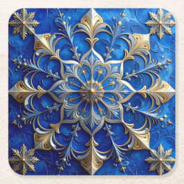 Porta-copo De Papel Quadrado Blue Decorative Holiday Paper Coaster