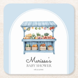 Porta-copo De Papel Quadrado Blue Farmers Market Baby Shower