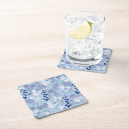 Porta-copo De Papel Quadrado Blue Flowers