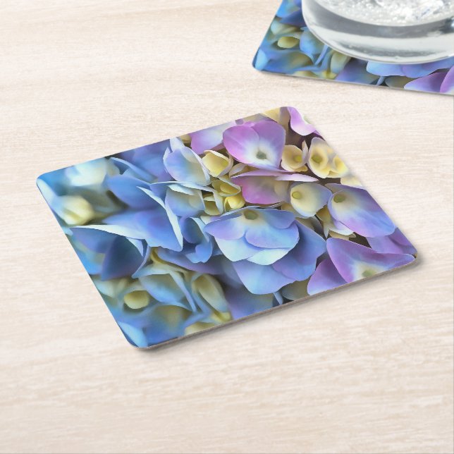 Porta-copo De Papel Quadrado Blue Hydrangea Shrub Artístico Bossom (Inclinado)