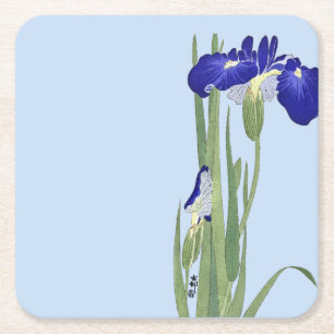 Porta-copo De Papel Quadrado Blue Irises de Ohara Koson