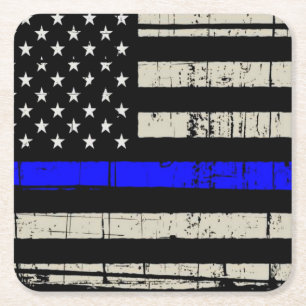 Porta-copo De Papel Quadrado Blue Line Flag Support American EUA