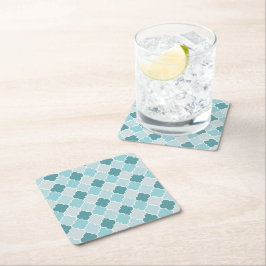 Porta-copo De Papel Quadrado Blue Marroquino Trellis, Laticework, Quatrefoil