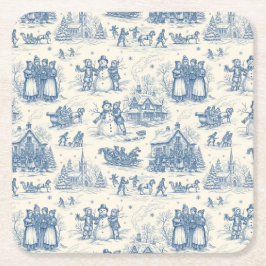 Porta-copo De Papel Quadrado Blue Winter Toile Chinoiserie