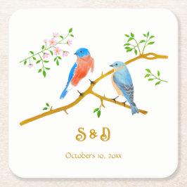 Porta-copo De Papel Quadrado Bluebirds Wedding 