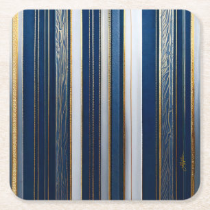 Porta-copo De Papel Quadrado Blues de Natal Gama Azul Branco Dourado