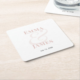 Porta-copo De Papel Quadrado Blush Ampersand Casamento |