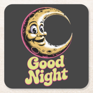 Porta-copo De Papel Quadrado Boa Noite, Retro Moon