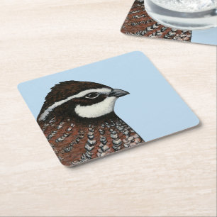Porta-copo De Papel Quadrado Bobwhite Quail Head