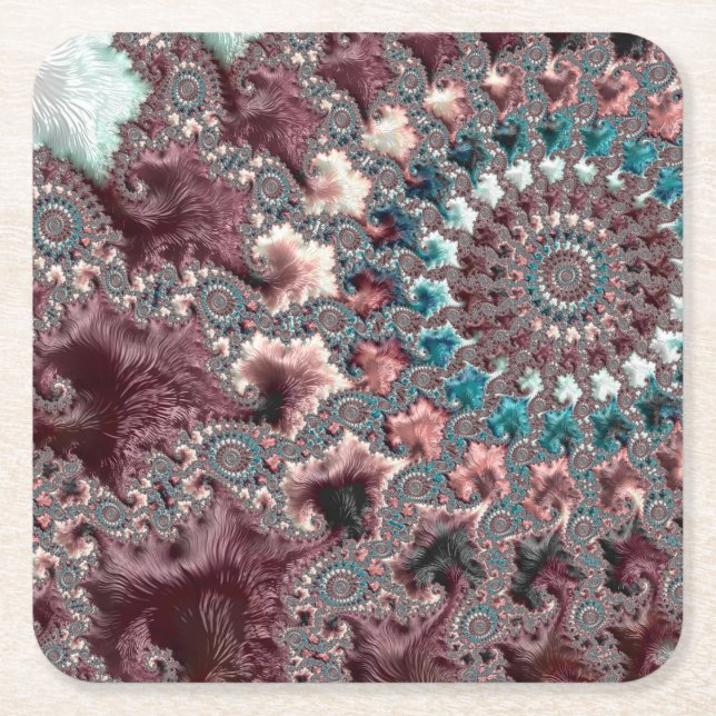 Porta-copo De Papel Quadrado Bohemian Fractal (Frente)