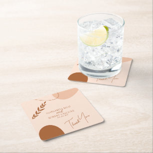Porta-copo De Papel Quadrado Bohemian Tan Brown Casais De Casamento Obrigado