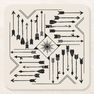 Porta-copo De Papel Quadrado Boho Arrows e Sun V12 Sq ID748