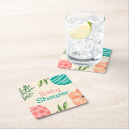 Porta-copo De Papel Quadrado Boho Botanical Baby Shower