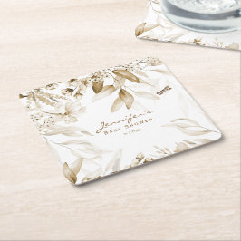 Porta-copo De Papel Quadrado Boho Chá de fraldas, Sepia Ainda Vida Queda Floral