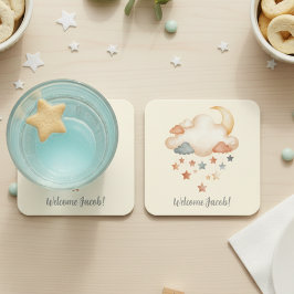 Porta-copo De Papel Quadrado Boho Dream Cloud Baby Shower Coaster