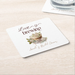 Porta-copo De Papel Quadrado Boho Love está criando Chá de panela Floral Brunch