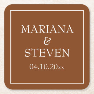 Porta-copo De Papel Quadrado Boho Marrom Moderno Minimalista Fronteira